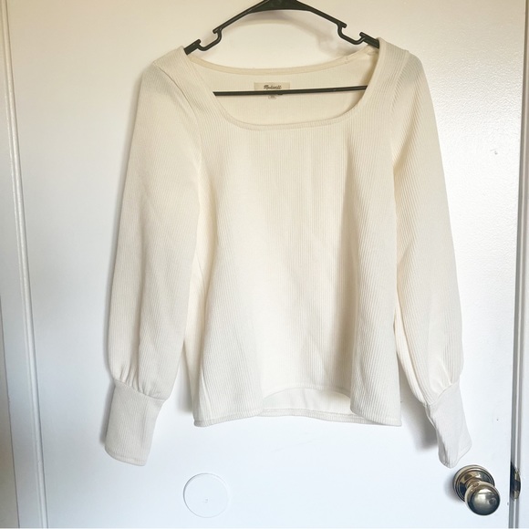 Madewell Ottoman Rib Square-Neck Top White Size S - Picture 4 of 10